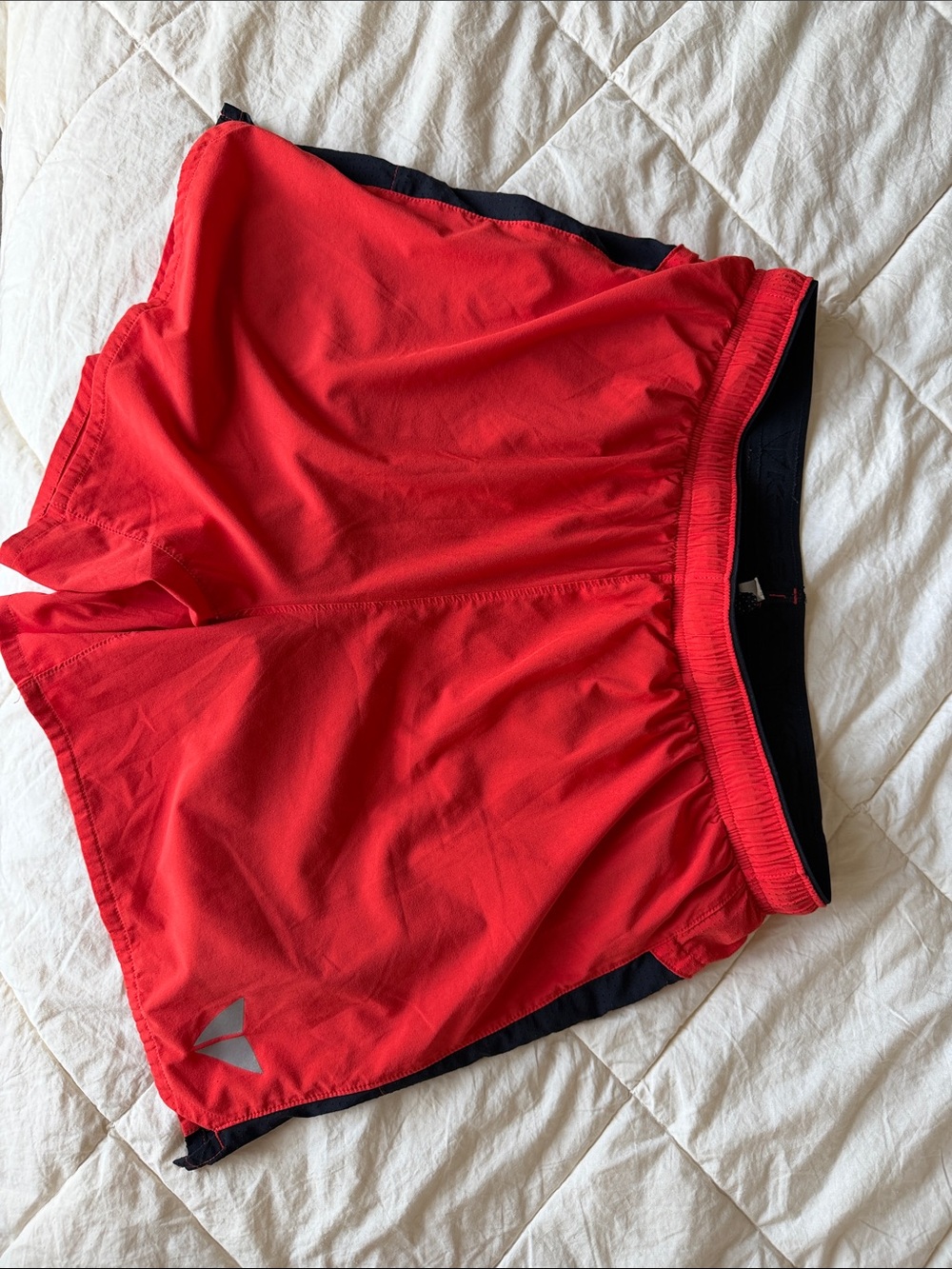 Men's Red Athletic Training Shorts with Black Trim